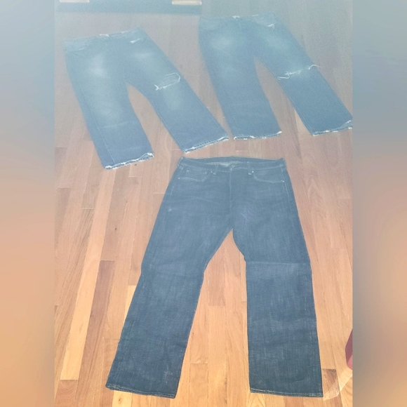 3PR MENS LEVIS 501 BUTTON FLY BLUES JEANS SIZE 34 X 34 NO SEPARATING - Picture 6 of 12